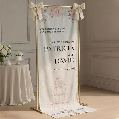 Mapileng Wedding Reception Welcome Linen Banner Sign, Personalized Couple Names - Image 3