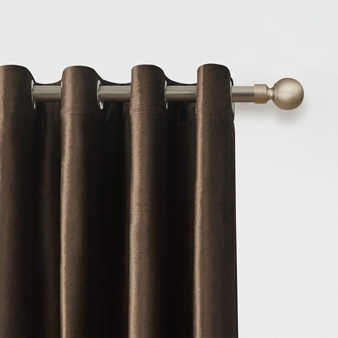 Velvet Brown Grommet Blackout Curtains 108 inch Length - Image 2
