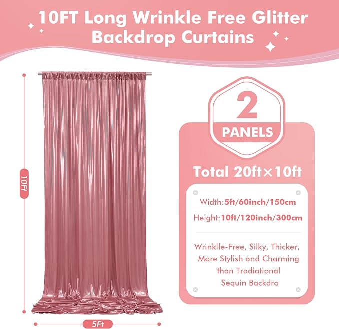 10x10ft Rose Gold Sequin Backdrop Curtain - Image 5