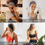 Huachi Black Headbands for Women Wide Headbands for Women Non Slip Thick Womens Headband Boho Elastic Hair Bands for Women's Hair Stretchy Sweat Head Band for Workout Running Working
