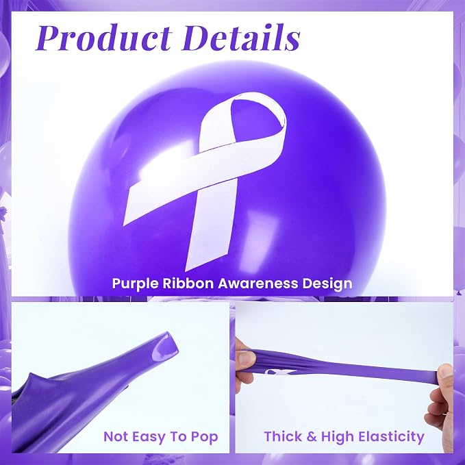 100 PCS Ribbon Awareness Balloons Decorations 12 Inch Ribbon Latex Balloons Arch - Image 3