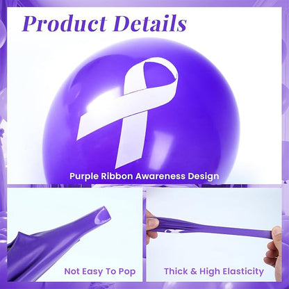 100 PCS Ribbon Awareness Balloons Decorations 12 Inch Ribbon Latex Balloons Arch - Image 3