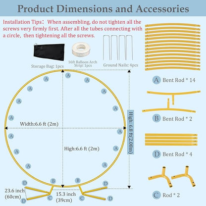6.6FT Round Metal Arch Backdrop Stand, Metal Wedding Arches Frame | Gold Circle - Image 5