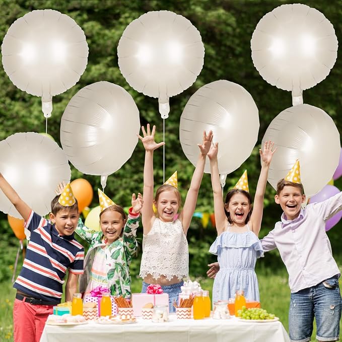20 Pcs Cream White Round Balloons, 18 Inch Round Foil Balloon, Giant Round - Image 6