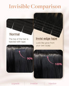 GOO GOO Invisi Edge Tape in Hair Extensions Human Hair, 1B/6/1B Balayage Natural Black to Chestnut Brown, 20pcs 20inch 50g, Virgin Remy Hair, Seamless Injected Tape, Natural Look