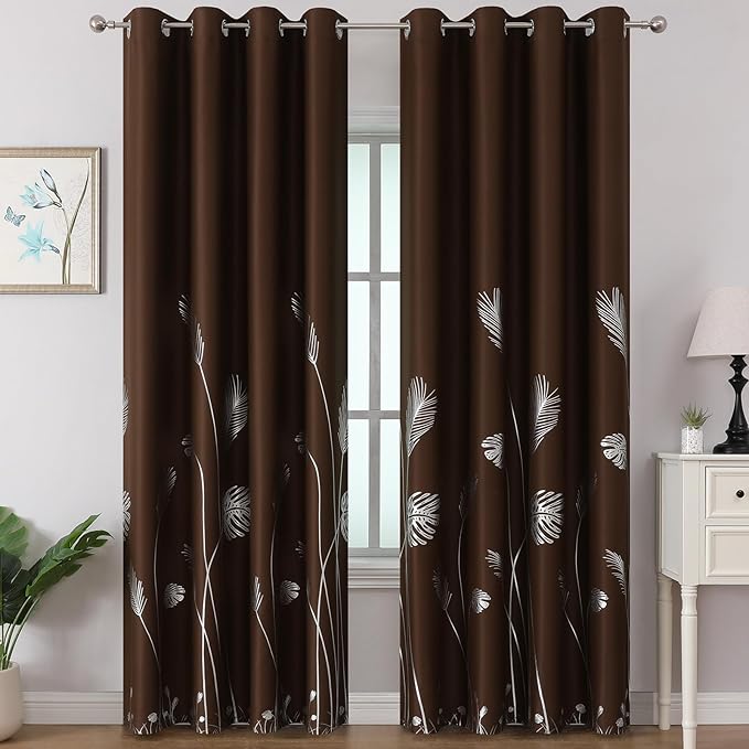 Brown Blackout Curtains for Living Room 108 Inch Length 2 Panels Set, Thermal by ESTELARTEXTILER