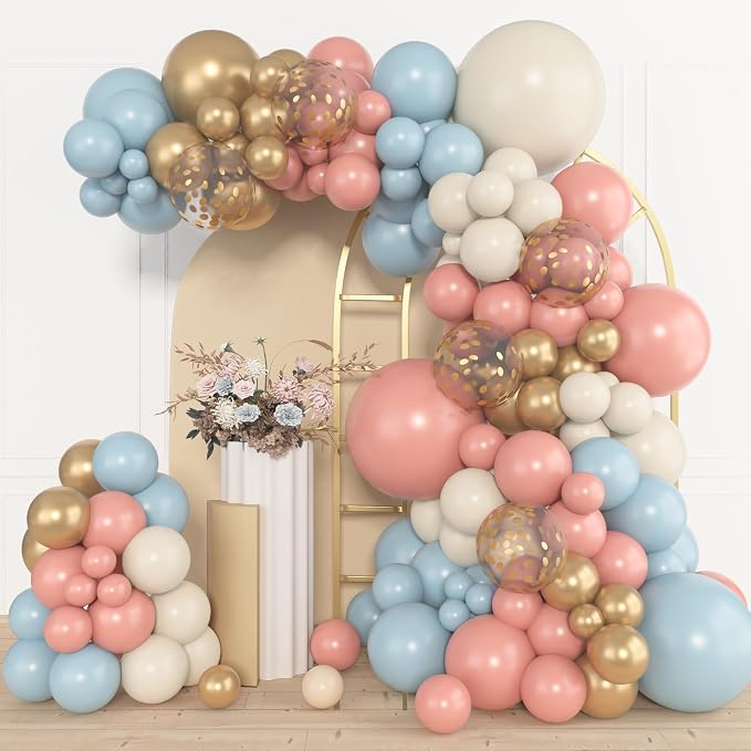 Amandir 153pcs Dusty Pink Blue Balloon Garland Arch Kit Different Sizes | 18 12 by Amandir