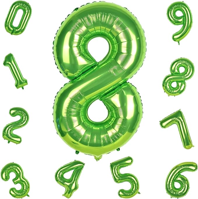 40 Inch Green Foil Balloon Number 8, Giant Self Inflating Number Balloons 0-9 - Image 9