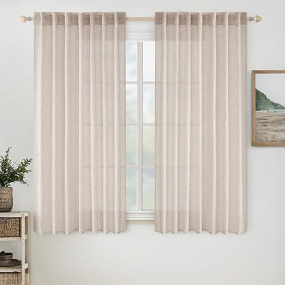 MIULEE Natural White Linen Curtains 40 Inch Long by MIULEE