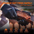BBQ Gloves for Cooking Baking Grilling, 100 Count Disposable Nitrile Gloves and 4 Count Cotton Glove Liners Washable (6mil Nitrile, Large)