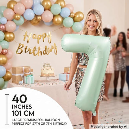 40 Inch Olive Green Number 7 Foil Balloon - Image 3