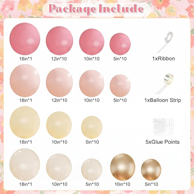 Pink and Yellow Balloon Arch Kit - Image 2