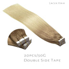 Lacerhair 16inch Tape on Hair Extensions Remy Human Hair T#10-613 Ombre Bronde to Bleach Blonde Color 50g 20pcs/set