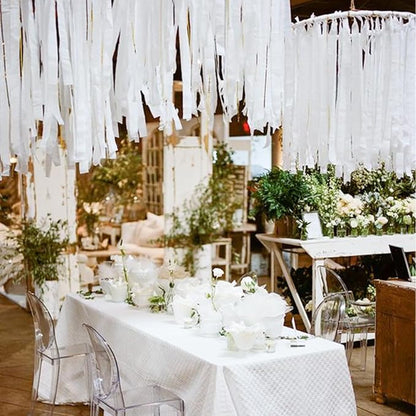 PartyWoo White Pearl White Crepe Paper Streamers 6 Rolls 492 FT | Graduation - Image 4