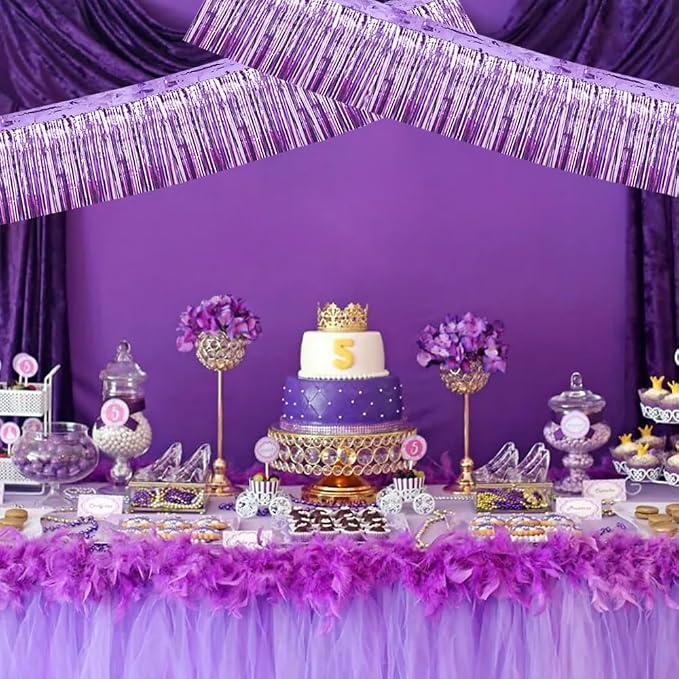 BEISHIDA Light Purple Fringe Garland Banner 30ft Wall Tinsel Foil Streamers | - Image 5