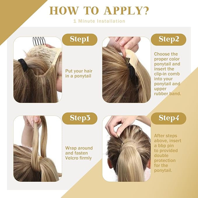 Ve Sunny Hair Extensions Ponytail Real Human Hair Wrap Around Clip in Ponytail Hair Extensions Straight Extensions Human Hair for Women Dark Brown Balayage Chestnut Brown 20inch 80G