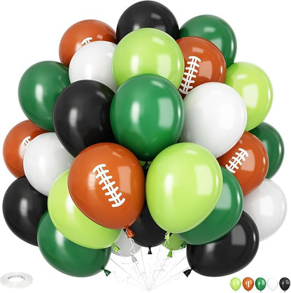 Football Balloons, 12 Inch Football Party Balloons, Dark Green and Black by Adorely