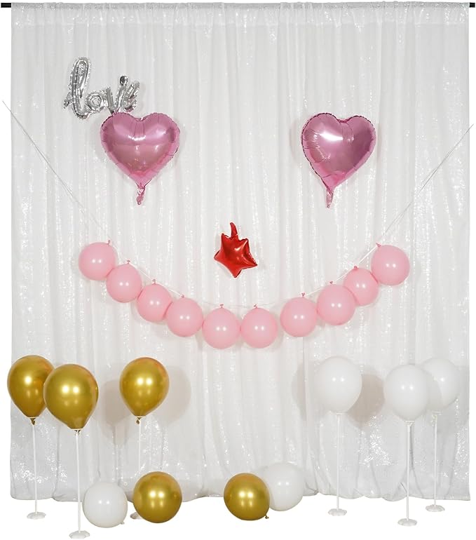 Poise3EHome White Sequin Backdrop, 8FT x 10FT Sequin Photography Backdrop - Image 2