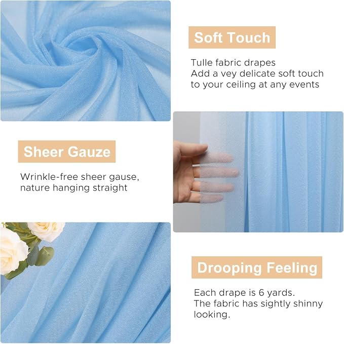 Wedding Arch Draping Fabric Backdrop Drapes 2 Panels, Dusty Blue | 28.7"x20FT - Image 2