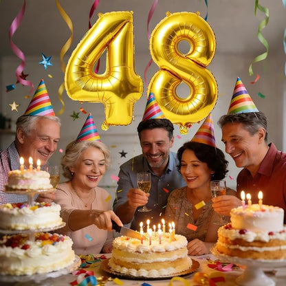 40 Inch Number 48 Balloons for 48th Birthday Party Decorations, 0-100 Gold - Image 2