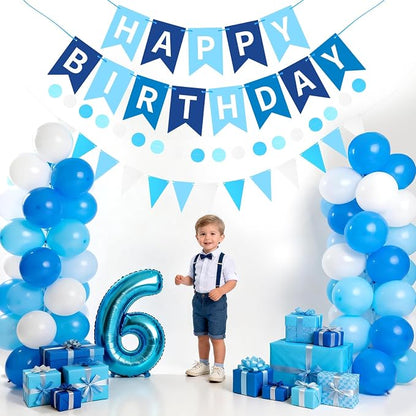 Sky Blue Happy Birthday Banner, Happy Birthday Decorations Hanging Birthday - Image 3