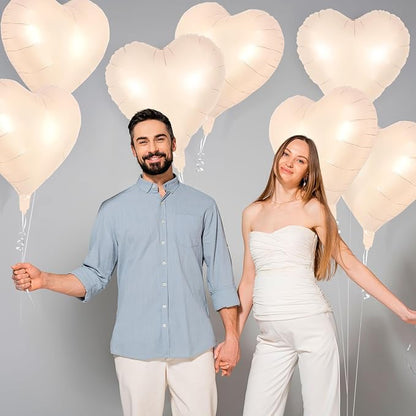 12 Pcs Beige Heart Balloons, 18 Inch Heart Foil Balloons Love Balloon Valentine - Image 4