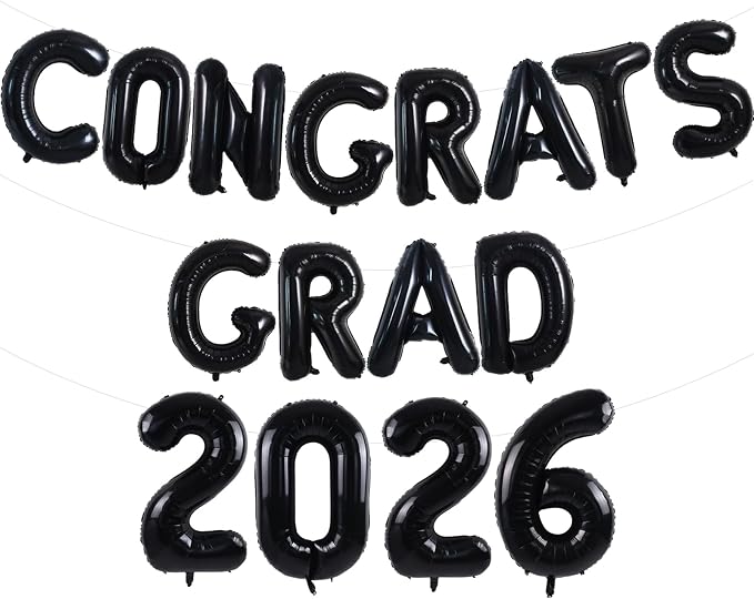 TONIFUL Graduation Balloons 16 Inch Black Congrats Grad Balloons 16 Inch Black by TONIFUL