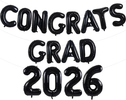 TONIFUL Graduation Balloons 16 Inch Black Congrats Grad Balloons 16 Inch Black by TONIFUL