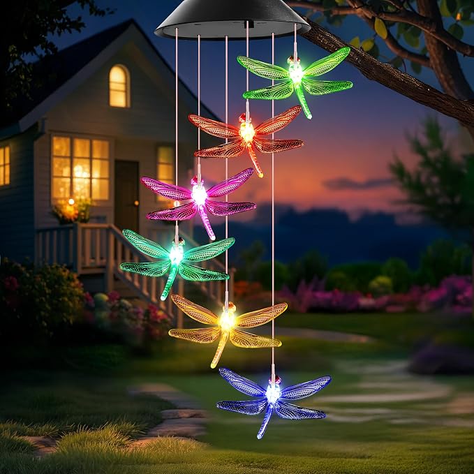 Winzwon Gifts for Mom Grandma Wife Solar Lights Outdoor Wind Chimes | WindChime by Winzwon