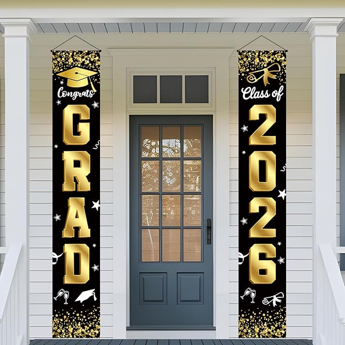 Graduation Decorations 2026 Set Black Gold, Congrats Grad Decor Set - Image 7