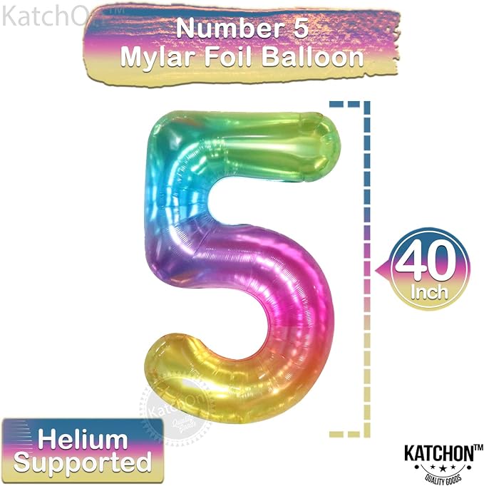 KatchOn Giant Rainbow 5 Balloon Number - Image 2