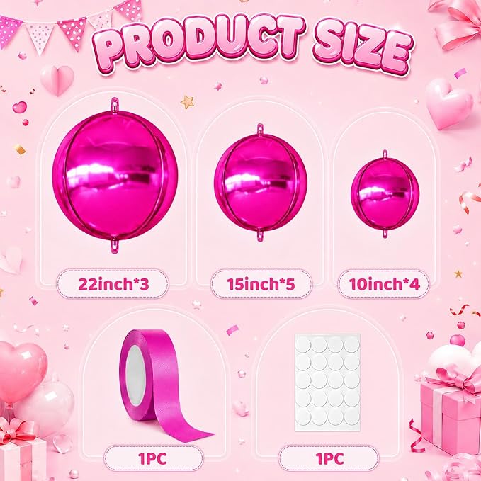 Hot Pink Round Foil Balloons - Image 2