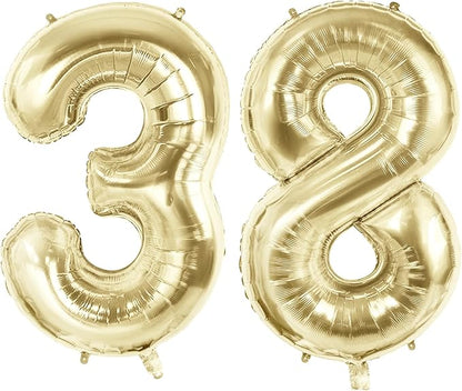 Number 38 Balloons for 38th Birthday Party Decorations, 40 Inch 0-100 by Joycard