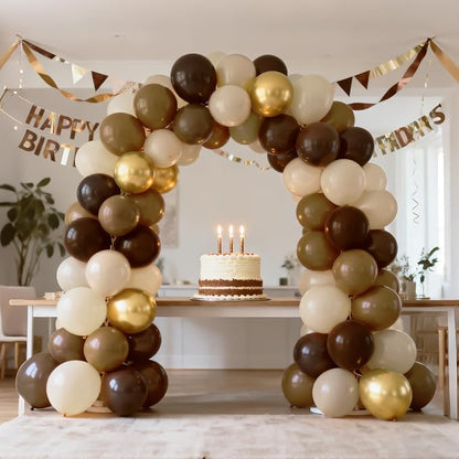 Bezente Brown and Gold Balloons Set 60pcs 12 inch | Sand White Neutral Helium - Image 5