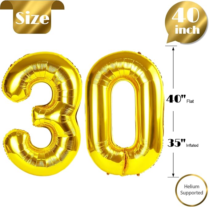 Gold Number 30 Balloon 40 Inch - Image 5