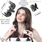 RC ROCHE 6 Pcs Double Claw Hair Clip Tooth Claw Clip Grip Tooth Jaw Clamps Thin Fine Hair Strong Hold No Slip Undo Clutchers for Women, Small Black & White