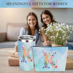 Personalized Gifts Monogrammed Birthday Gifts for Women, Soul Sister Bachelorette Party Wedding Christmas Initial 20 oz Tumbler, Makeup Bag Cup Pens Journal Notebook 6 Set, (Aesthetic Blue Flower K)