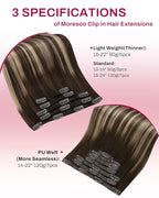 Moresoo Clip in Hair Extensions Human Hair Dark Brown to Blonde Balayage Hair Extensions Clip ins Long Ombre Dark Brown to Honey Blonde Double Weft 80g/5pcs 20 inch
