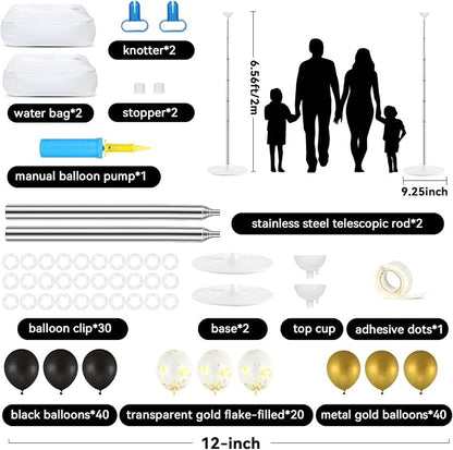 2 Set Black and Gold Balloons Column Stand Kit - Image 2