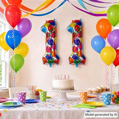 40 Inch Rainbow Balloon Number 11 Balloons, Large 11th Birthday Decorations | - Image 7