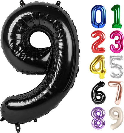 9 Balloon - Black Birthday Number Balloons, 40 Inch Decorations Men Women | by ALPHADELTAPI