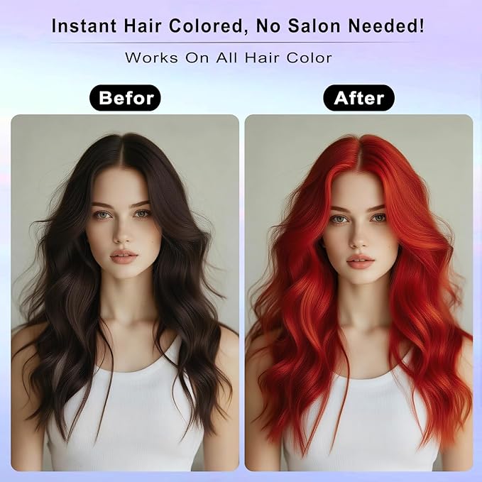 Red Hair Spray, Red Hair Spray Temporary for Women Kids Men, Red Hair Wax Dye, Temporary Hair Dye, Washable Hair Color Dye Non-Sticky, for Christmas Party,Halloween Crazy Hair Day,Cosplay(120ML)