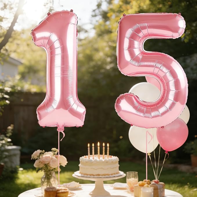 40 Inch Number 15 Balloons for 15th Birthday Party Decorations, 0-100 Jewelry - Image 3
