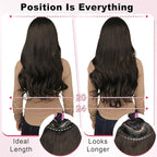 ALXNAN Clip in Hair Extensions,Dark Brown Long Wavy Hair Extensions Soft Synthetic Thick Hairpieces for Women 20 Inch