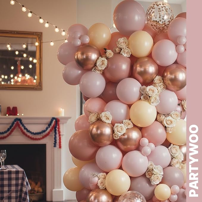 PartyWoo Dusty Pink Balloons 66pcs Pack Pink Latex Helium Balloons | Nude - Image 7