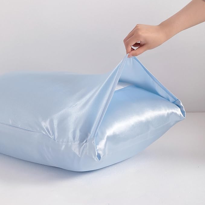 NTBAY 12 Pack Satin King Pillowcases for Hair and Skin, Luxurious and Silky Pillow Cases with Envelope Closure, 20 x 36 Inches, Aqua