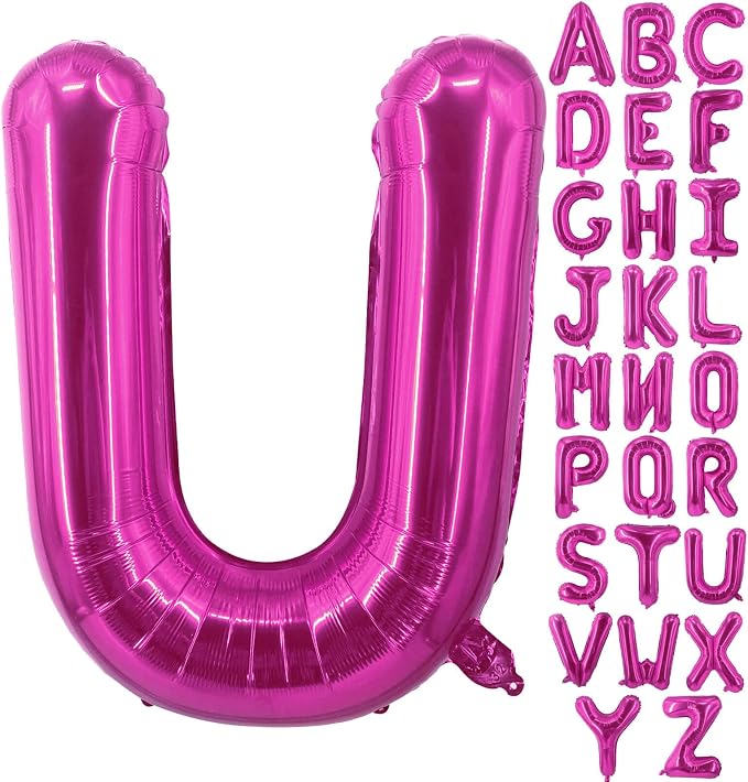 Lovoir 40 Inch Large Hot Pink Letter U Balloons Big Size Jumbo Mylar Foil by Lovoir