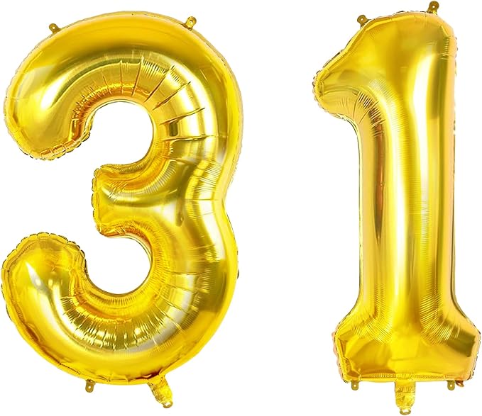Number 31 Balloons for 31st Birthday Party Decorations, 0-100 Large No.31 for by Joycard