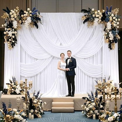 30ft x 8ft Wrinkle Free White Backdrop Curtains - Image 3