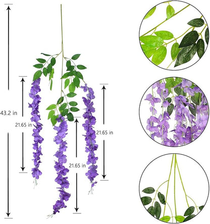 12pcs Artificial Wisteria Flowers 3.6 Feet/Piece Purple Dense Artificial Fake - Image 3